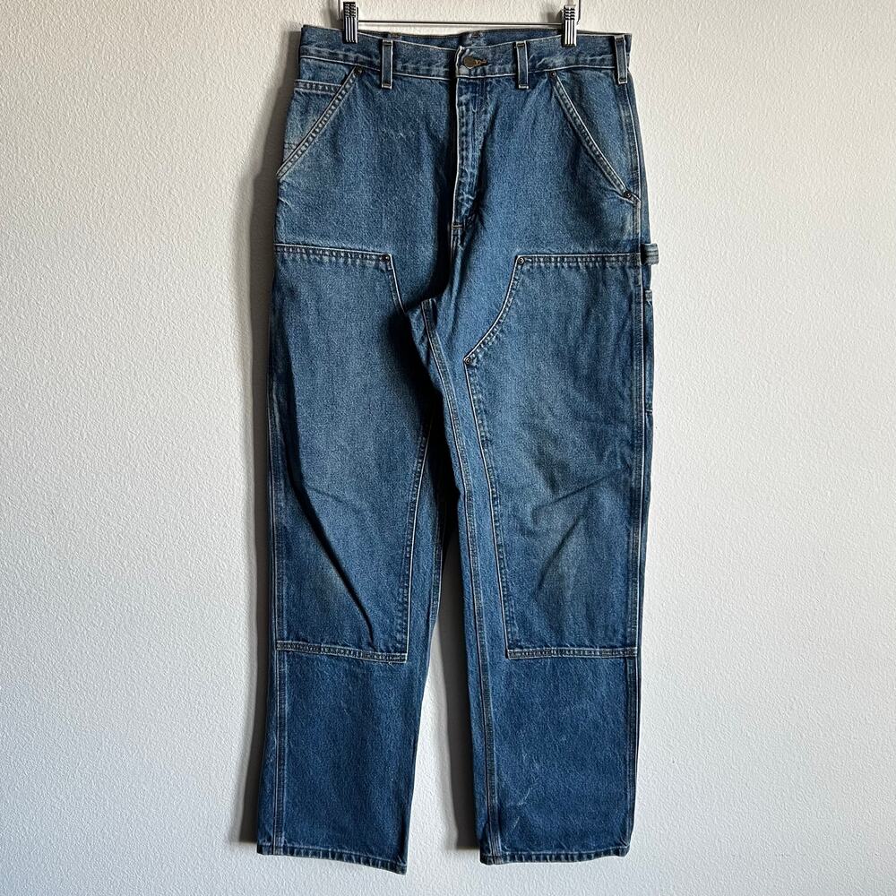 Carhartt B73 DST faded blue denim double knee work wear carpenter pants